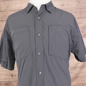 ExOfficio‎ Shirt Mens XL Gray Nylon Vented Fishing Hiking Travel Button Front